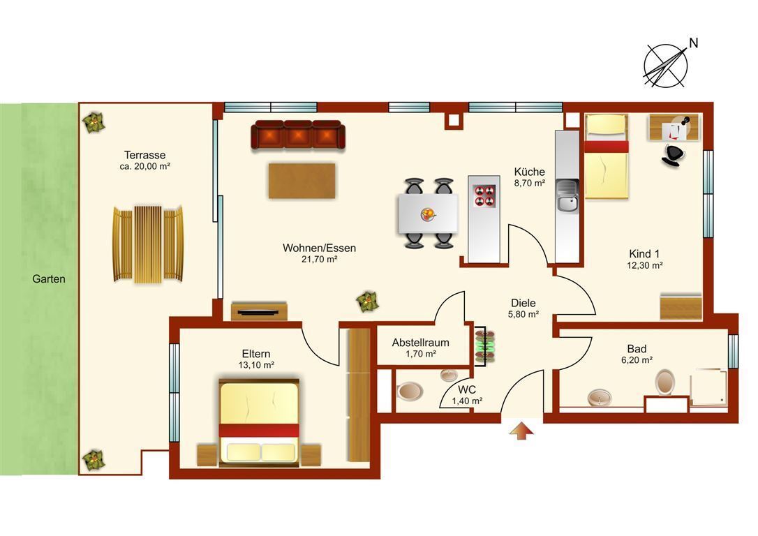 Terrassenwohnung zum Kauf als Kapitalanlage geeignet 1.195.000 € 3 Zimmer 82 m²<br/>Wohnfläche Partenkirchen Garmisch-Partenkirchen 82467