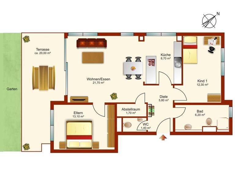 Terrassenwohnung zum Kauf als Kapitalanlage geeignet 1.195.000 € 3 Zimmer 82 m²<br/>Wohnfläche Partenkirchen Garmisch-Partenkirchen 82467