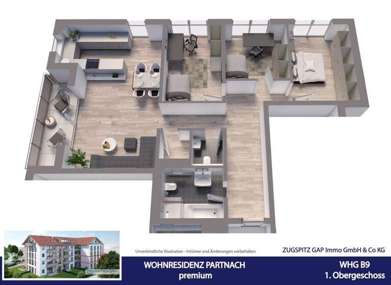 Wohnung zum Kauf - Erstbezug 949.000 € 4 Zimmer 104 m² 1. Geschoss Partenkirchen Garmisch-Partenkirchen 82467