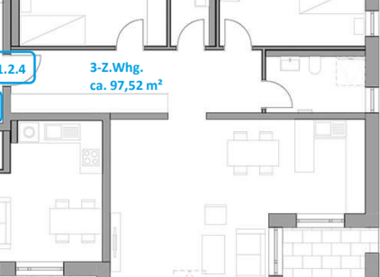 Wohnung zur Miete - Neubau 1.396 € 3 Zimmer 97,5 m²<br/>Wohnfläche Dachgeschoss<br/>Geschoss ab sofort<br/>Verfügbarkeit Alt-Wiblingen Ulm 89079