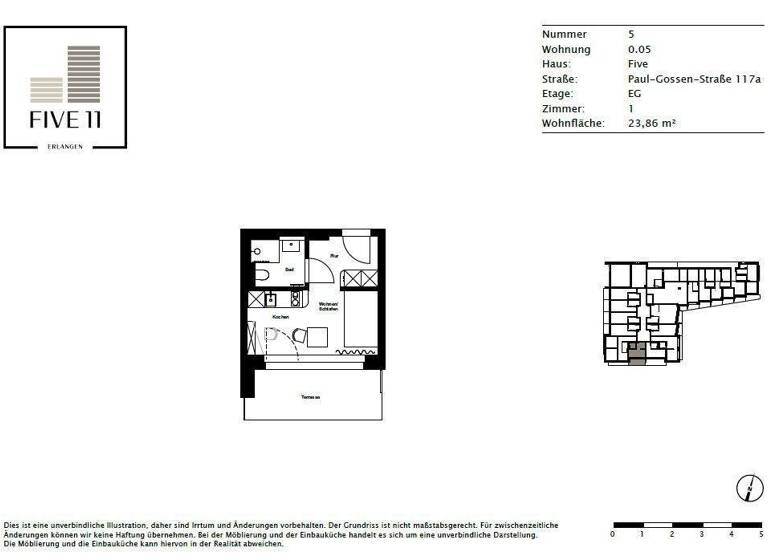Studio zur Miete 485 € 1 Zimmer 23,9 m² EG Paul-Gossen-Straße 117a Erlangen-Süd Erlangen 91052
