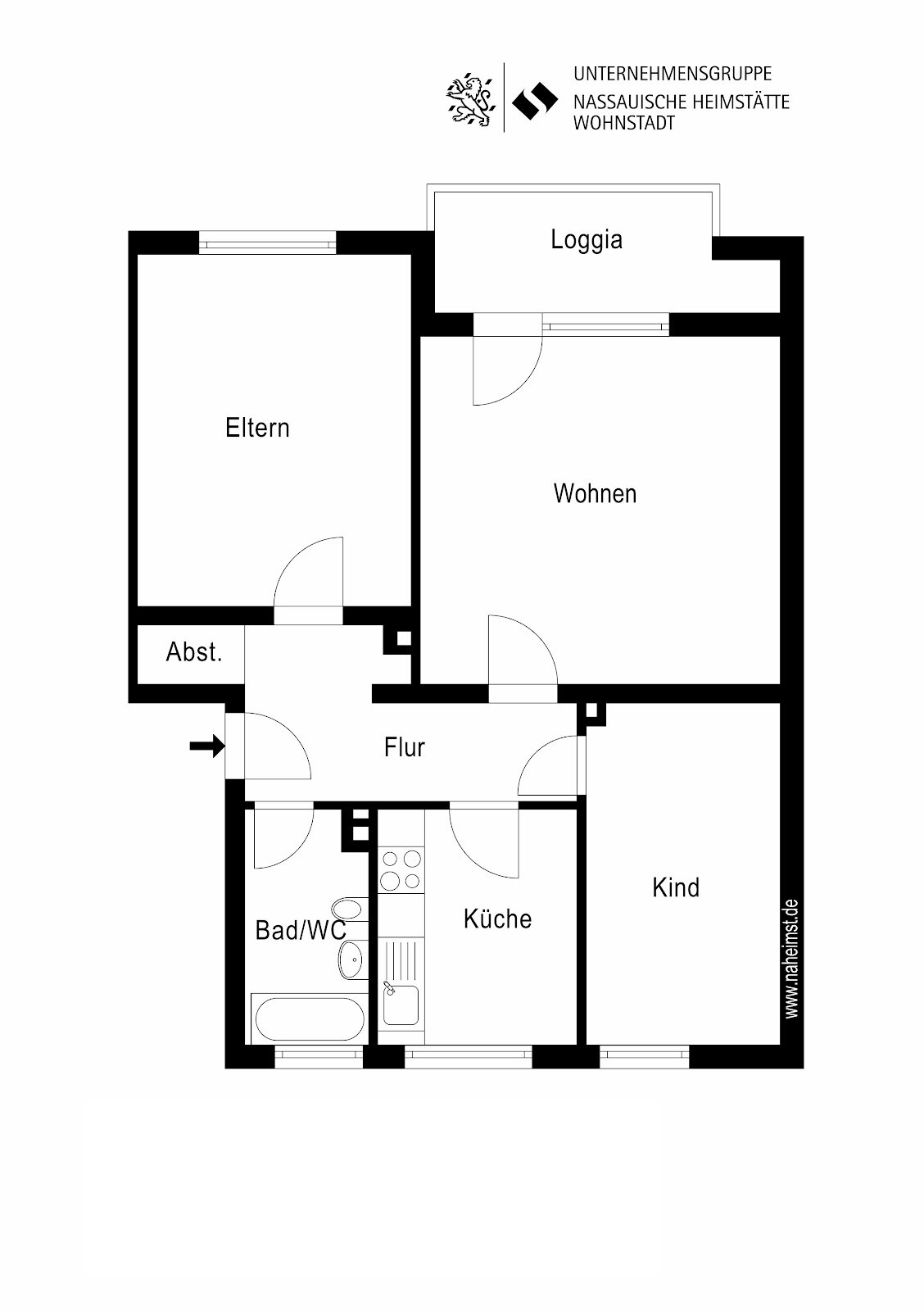 Wohnung zur Miete 424 € 3 Zimmer 69,6 m²<br/>Wohnfläche Am Taubenrain 4 Bad Wildungen Bad Wildungen 34537