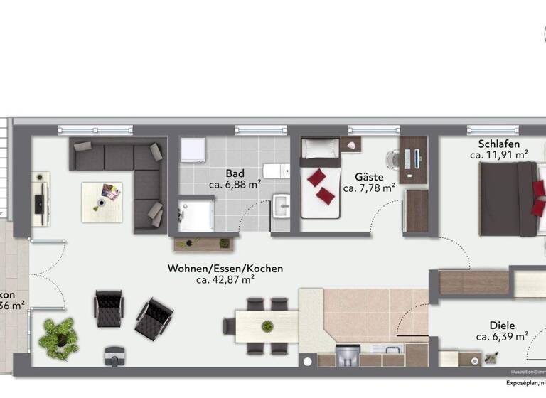 Wohnung zum Kauf 398.000 € 3 Zimmer 76 m² 1. Geschoss Amerang 83123