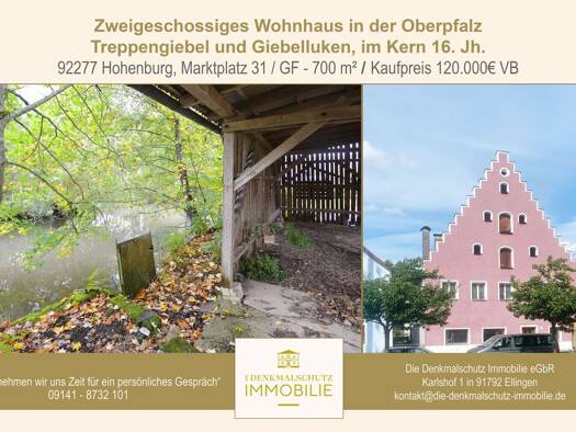 Haus zum Kauf 120.000 € 238 m² 700 m² Grundstück Marktplatz 31 Hohenburg Hohenburg 92277