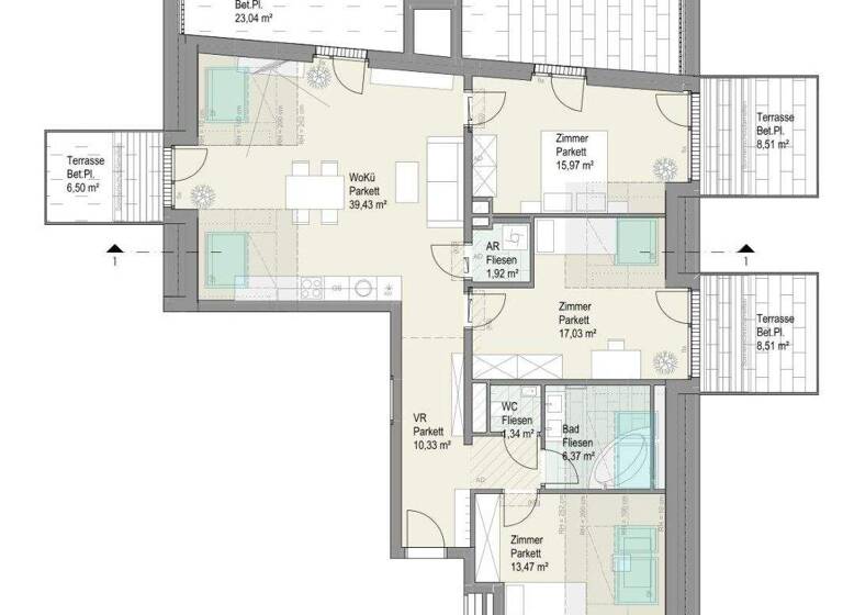 Wohnung zum Kauf 798.000 € 4 Zimmer 105,1 m² 2. Geschoss Am langen Felde 24 Wien 1220