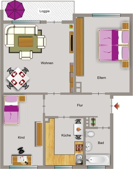 Wohnung zur Miete 473 € 3,5 Zimmer 59,1 m²<br/>Wohnfläche 1.<br/>Geschoss Danziger Straße 14 Overbruch Duisburg 47178