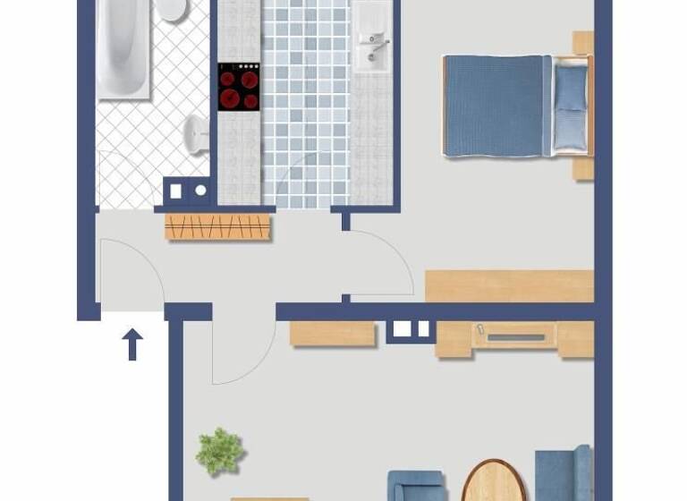 Wohnung zum Kauf provisionsfrei 245.000 € 2 Zimmer 52,3 m²<br/>Wohnfläche EG<br/>Geschoss Grevenbroicher Weg 8 Lörick Düsseldorf 40547