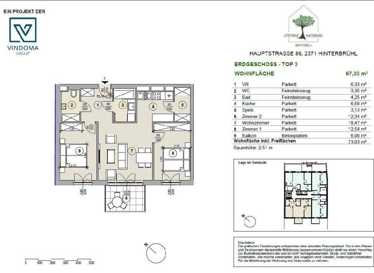 Wohnung zum Kauf 529.000 € 3 Zimmer 67 m² Hinterbrühl 2371