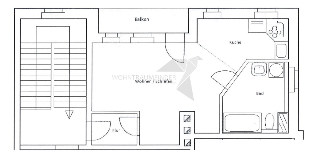 Wohnung zur Miete 276 € 1 Zimmer 46 m²<br/>Wohnfläche 1.<br/>Geschoss Kolpingstraße 35 Nordvorstadt 151 Zwickau 08056