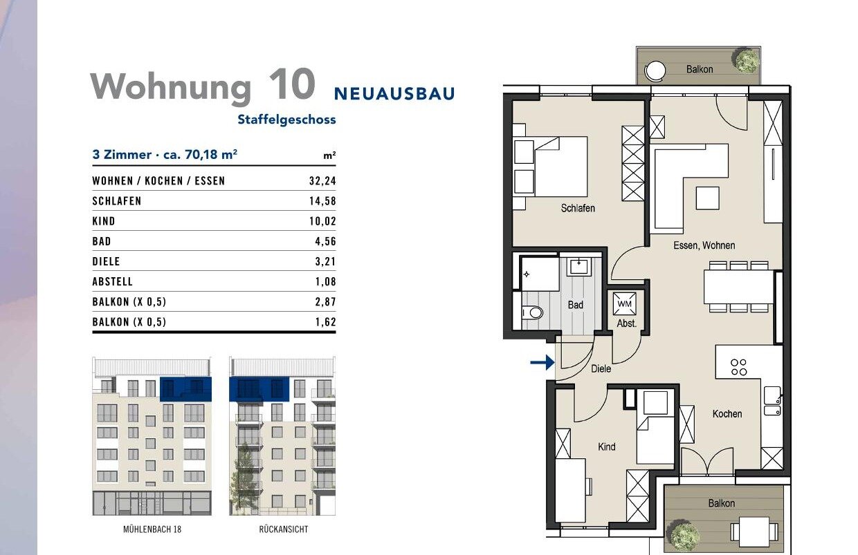 Wohnung zum Kauf provisionsfrei 484.000 € 3 Zimmer 70,2 m²<br/>Wohnfläche 5.<br/>Geschoss Mühlenbach 18 Altstadt - Süd Köln 50676