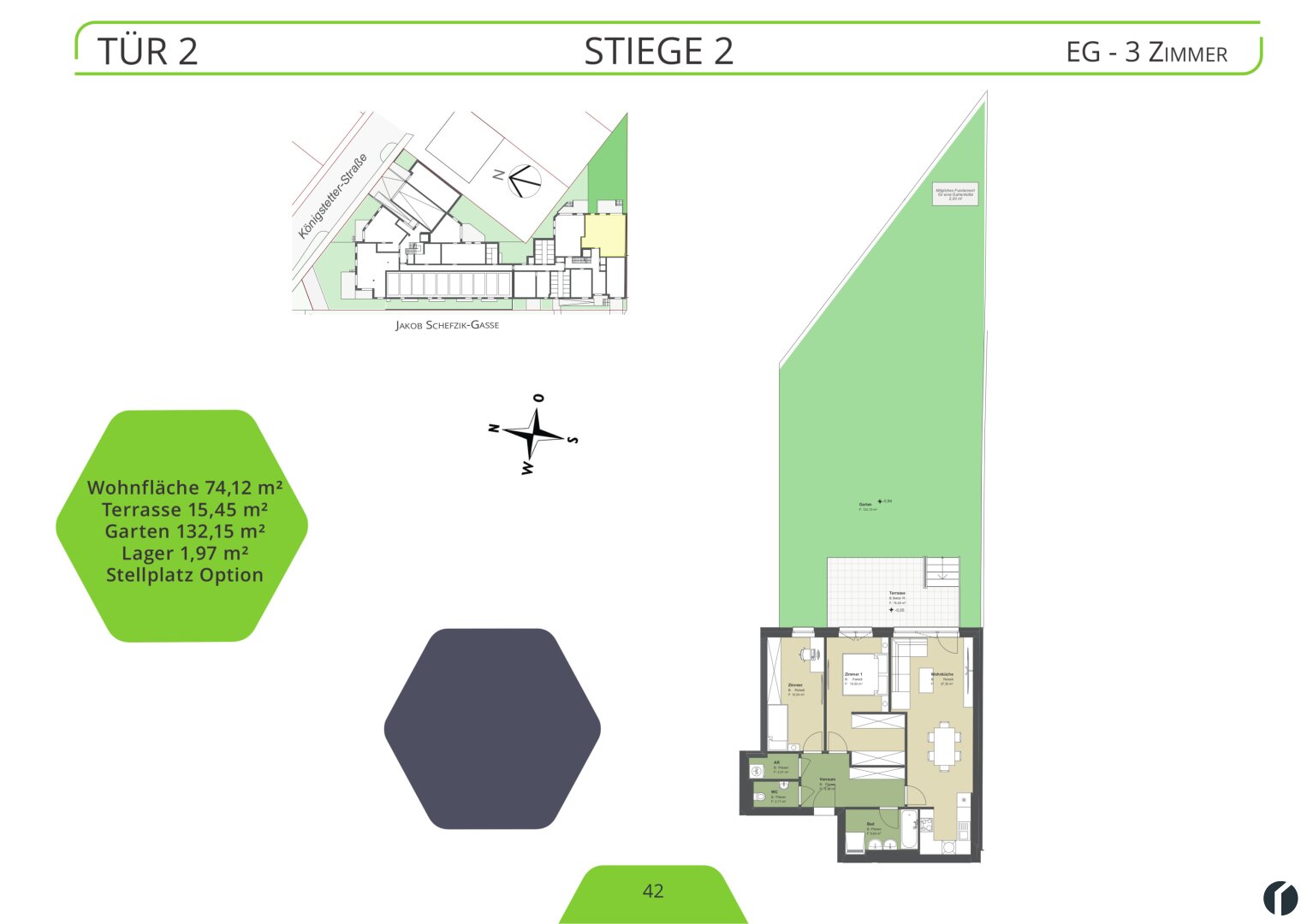 Wohnung zum Kauf 482.100 € 3 Zimmer 74,1 m²<br/>Wohnfläche EG<br/>Geschoss Königstetter Straße 66 - 68 Tulln an der Donau 3430