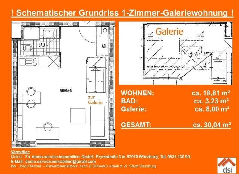 Studio zum Kauf 120.000 € 1 Zimmer 30 m² 4. Geschoss Berner Str. 11a Heuchelhof Würzburg 97084