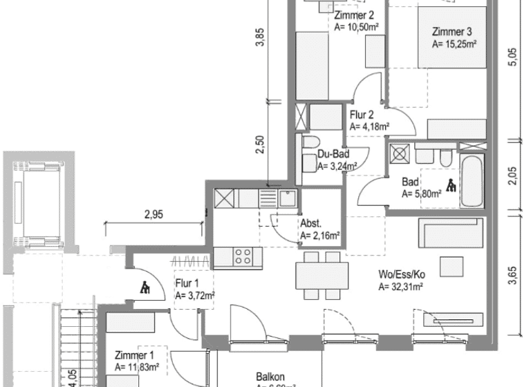 Wohnung zur Miete - Erstbezug nur mit Wohnberechtigungsschein 952 € 4 Zimmer 90,6 m² 3. Geschoss frei ab sofort Johannes-Hoffmann-Straße 3 Bamberg 96052