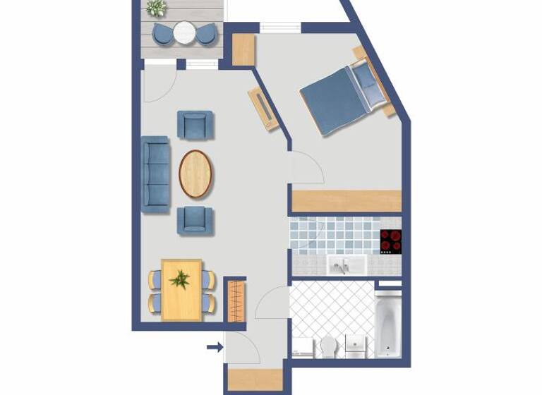 Wohnung zum Kauf provisionsfrei 92.400 € 2 Zimmer 46,3 m²<br/>Wohnfläche Dachgeschoss, 3.<br/>Geschoss Tevesstraße 49 Blumberg Blumberg 78176