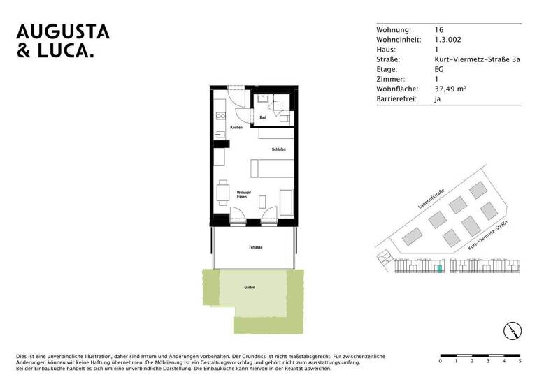 Studio zur Miete 735 € 1 Zimmer 37,5 m² EG Kurt-Viermetz-Straße 3a Innenstadt Augsburg 86150