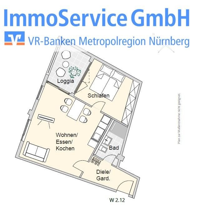 Wohnung zum Kauf provisionsfrei 312.499 € 2 Zimmer 50,6 m²<br/>Wohnfläche 2.<br/>Geschoss Merianstr. 32 + 32a Schleifweg Nürnberg 90409