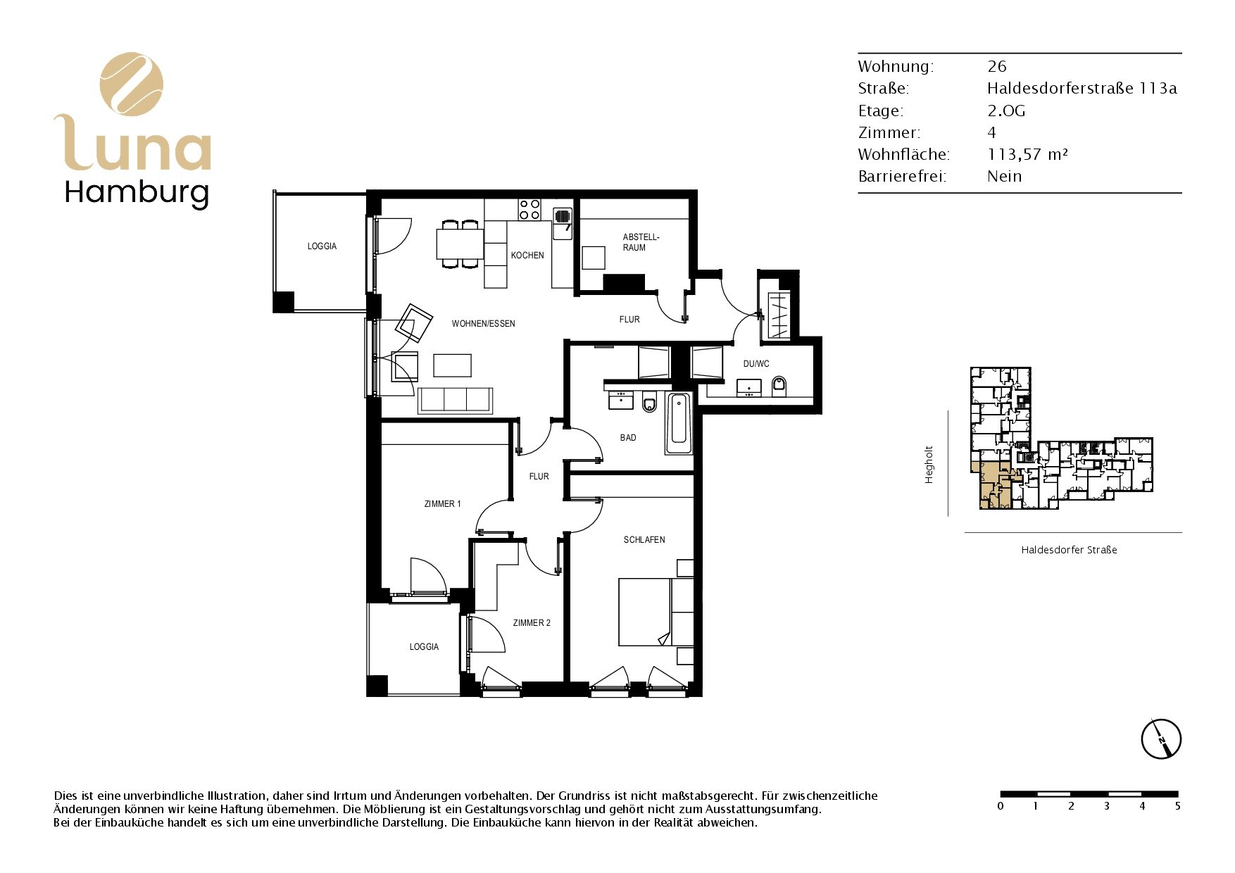 Wohnung zur Miete 1.810 € 4 Zimmer 113,6 m²<br/>Wohnfläche 2.<br/>Geschoss 01.04.2025<br/>Verfügbarkeit Haldesdorferstraße 113a Bramfeld Hamburg 22179