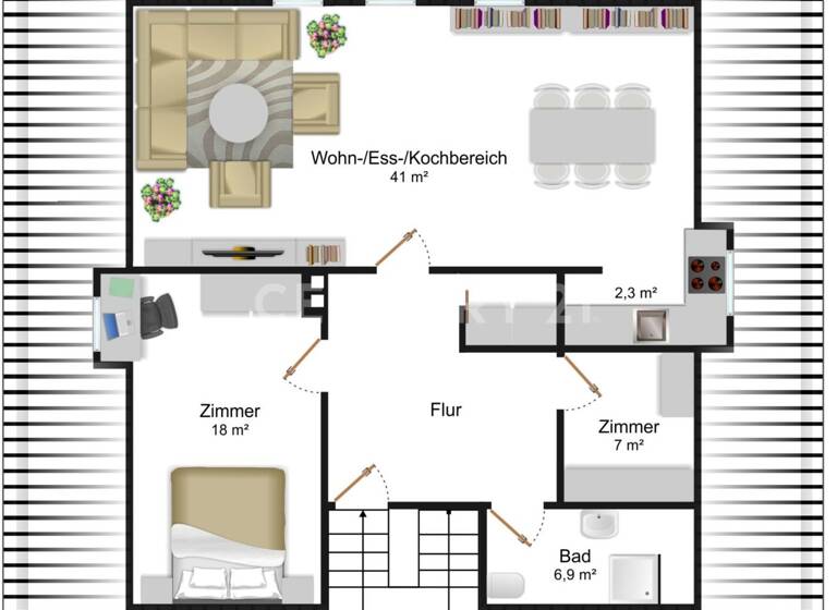 Wohnung zur Miete 895 € 3 Zimmer 76 m² 3. Geschoss Gießen 35390