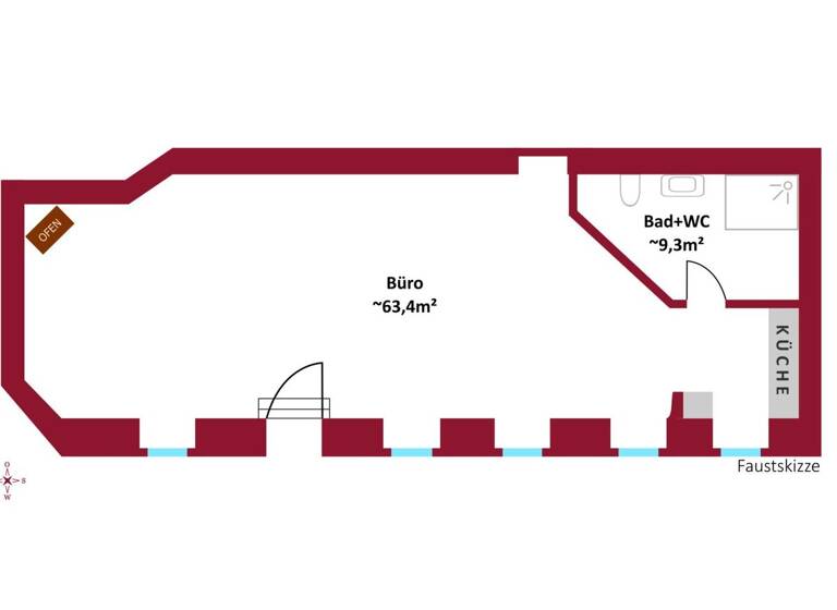 Büro zum Kauf 2.462 € 1 Zimmer 72,7 m² Bürofläche Wien 1190