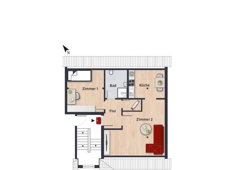 Wohnung zur Miete 442 € 2 Zimmer 48,1 m² EG frei ab sofort Ganghoferstr. 13 Innenstadt Wolfsburg 38440