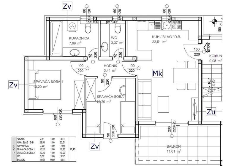 Wohnung zum Kauf 280.000 € 2 Zimmer 64 m² Sibenik