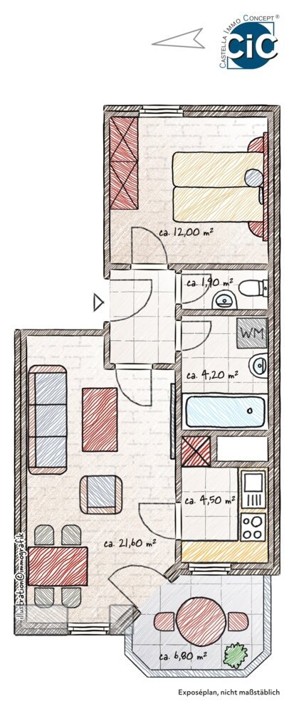 Wohnung zum Kauf 199.000 € 2 Zimmer 51,4 m²<br/>Wohnfläche 1.<br/>Geschoss Gemmingstal Heilbronn 74074