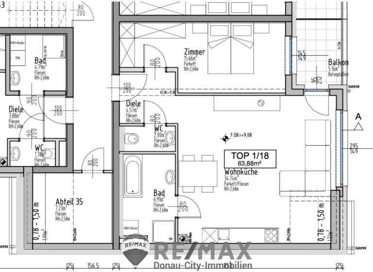 Wohnung zum Kauf 383.280 € 2 Zimmer 63,9 m² Tulln an der Donau 3430