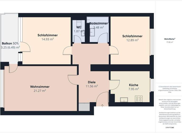 Wohnung zum Kauf 325.000 € 3 Zimmer 77,6 m² Sürth Köln 50999