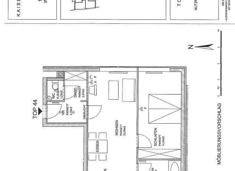 Wohnung zur Miete 997 € 2 Zimmer 49,5 m² 6. Geschoss Wien 1070
