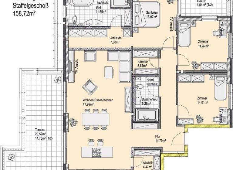 Penthouse zur Miete - Erstbezug 2.698 € 4 Zimmer 158,7 m² 3. Geschoss frei ab 01.06.2026 Rüdigheim Neuberg 63543