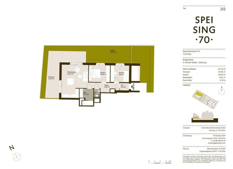 Wohnung zum Kauf - Erstbezug 650.000 € 3 Zimmer 61,2 m² EG frei ab 31.07.2026 Speisinger Straße Wien 1130