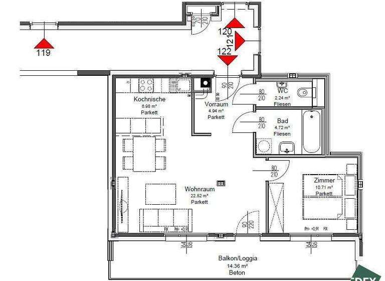 Wohnung zur Miete 764 € 2 Zimmer 52,4 m² 2. Geschoss Wien 1210