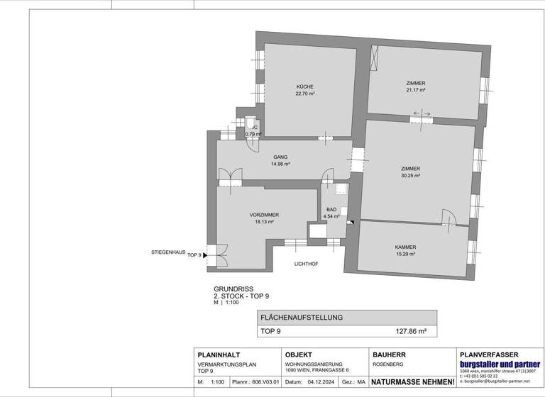 Wohnung zur Miete 1.600 € 3 Zimmer 128 m² 2. Geschoss frei ab 01.05.2026 Wien 1090