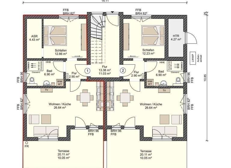 Terrassenwohnung zum Kauf provisionsfrei 238.000 € 2 Zimmer 63,8 m²<br/>Wohnfläche EG<br/>Geschoss Wendisch Langendorf Klausdorf 18445