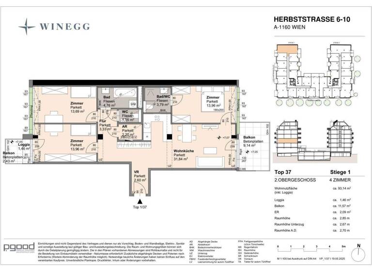 Wohnung zum Kauf - Erstbezug 629.100 € 4 Zimmer 91,7 m² 2. Geschoss Herbststraße 6-10 Wien 1160