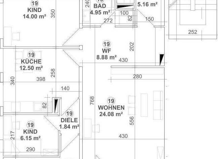 Wohnung zur Miete 780 € 4 Zimmer 96,5 m² 4. Geschoss frei ab sofort Spradow Bünde 32257