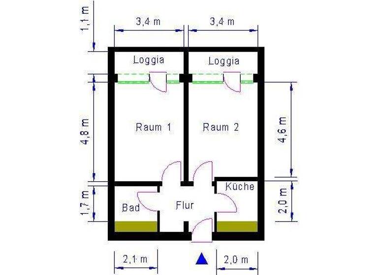 Wohnung zur Miete 412 € 2 Zimmer 48,5 m² 6. Geschoss Jakobstr. 7a Altstadt Magdeburg 39104
