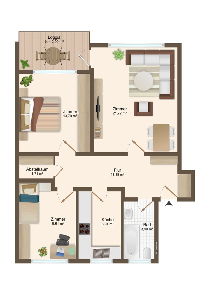 Wohnung zum Kauf 229.000 € 3 Zimmer 72 m²<br/>Wohnfläche Rellingen 25462