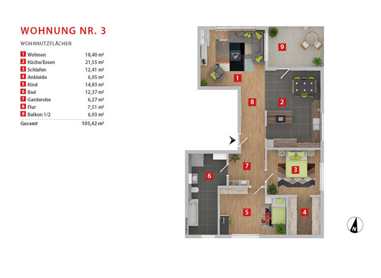 Wohnung zur Miete - Erstbezug 1.920 € 3,5 Zimmer 105,4 m² 1. Geschoss frei ab sofort Körschstr. 8 Plieningen Stuttgart 70599