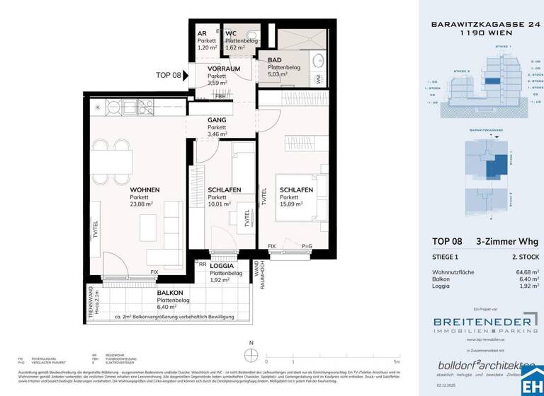 Wohnung zum Kauf - Erstbezug provisionsfrei 506.260 € 3 Zimmer 64,7 m² 2. Geschoss Barawitzkagasse Wien 1190