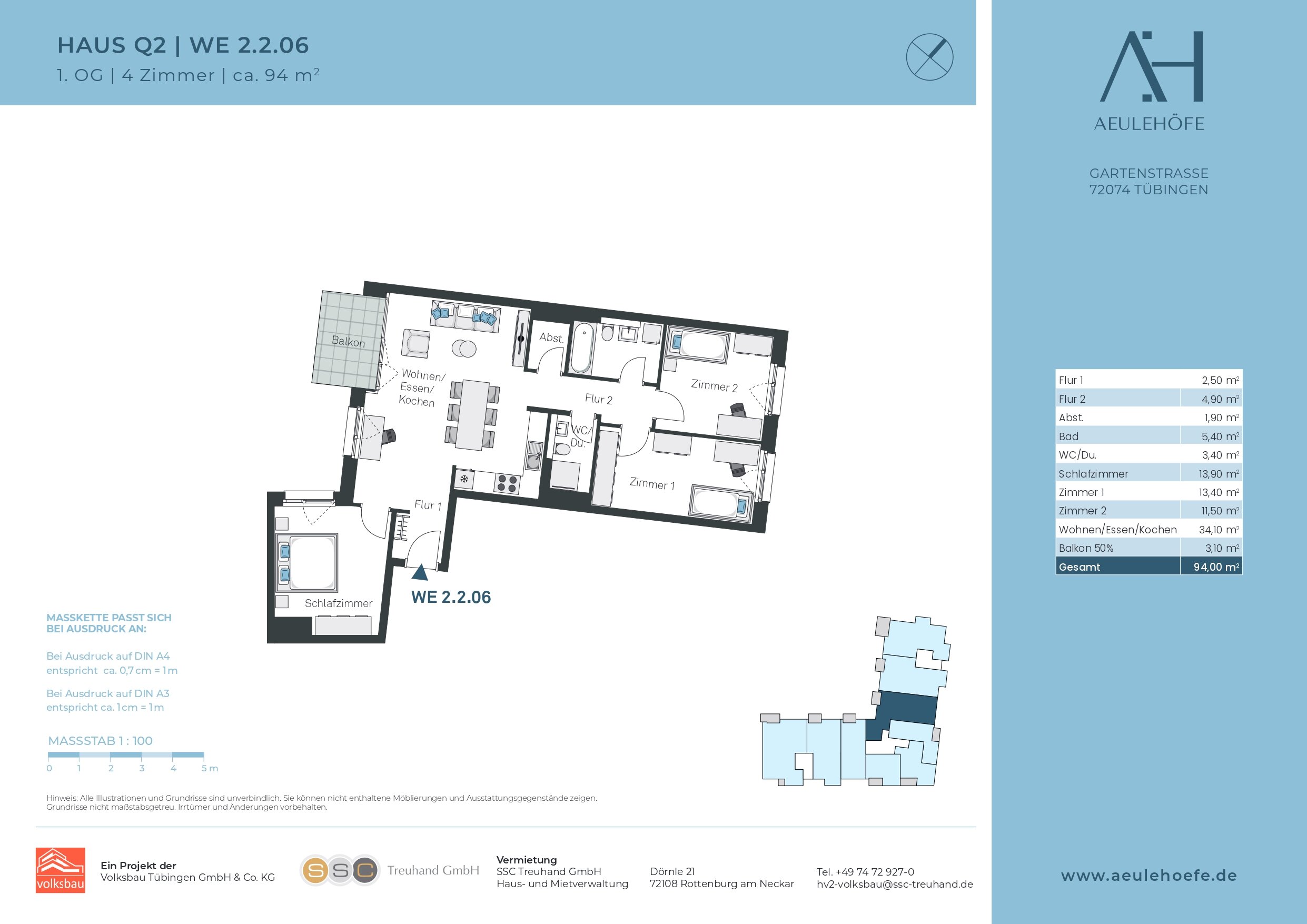 Wohnung zur Miete 1.552,65 € 4 Zimmer 94 m²<br/>Wohnfläche ab sofort<br/>Verfügbarkeit Gartenstraße Österberg Tübingen 72074