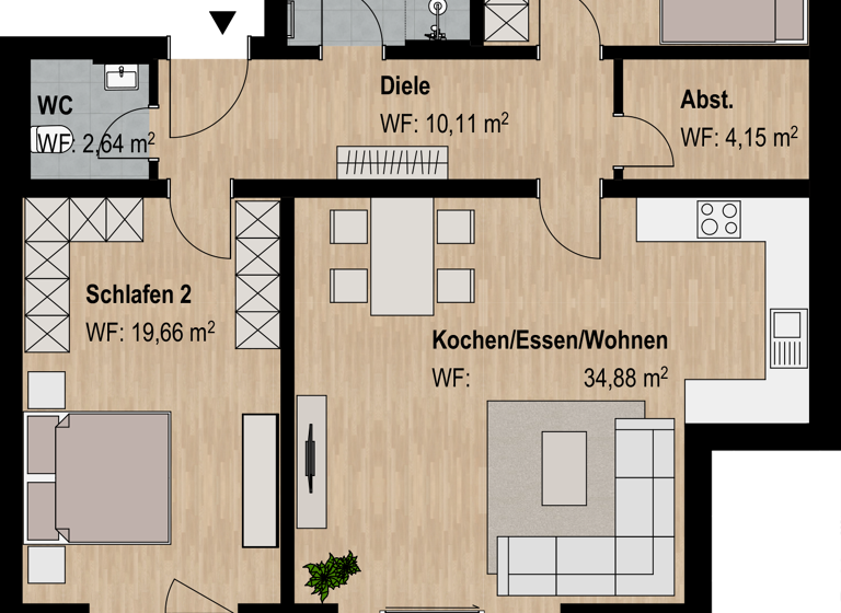 Terrassenwohnung zum Kauf 485.730 € 3 Zimmer 107,9 m²<br/>Wohnfläche EG<br/>Geschoss Abenberg Abenberg 91183