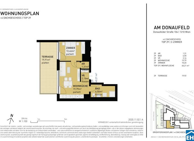 Wohnung zum Kauf - Erstbezug 329.500 € 2 Zimmer 40,2 m² 5. Geschoss Donaufelder Straße Wien 1210