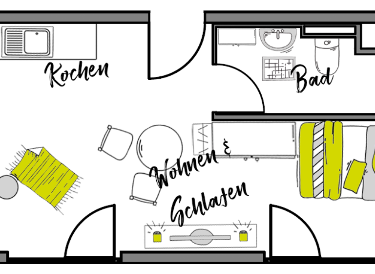 Studio zur Miete 472 € 1 Zimmer 26 m² 2. Geschoss frei ab 01.04.2026 Königturmstraße 39 Schwäbisch Gmünd 73525