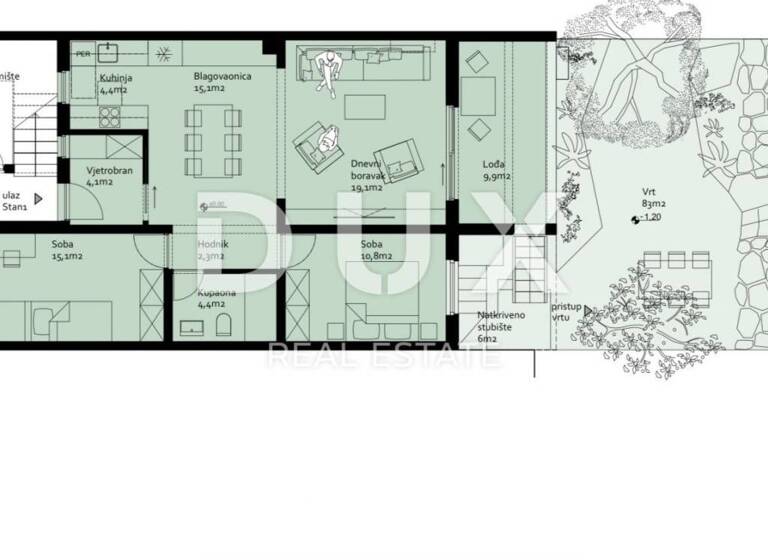 Wohnung zum Kauf 370.000 € 3 Zimmer 152 m² Bokanjac