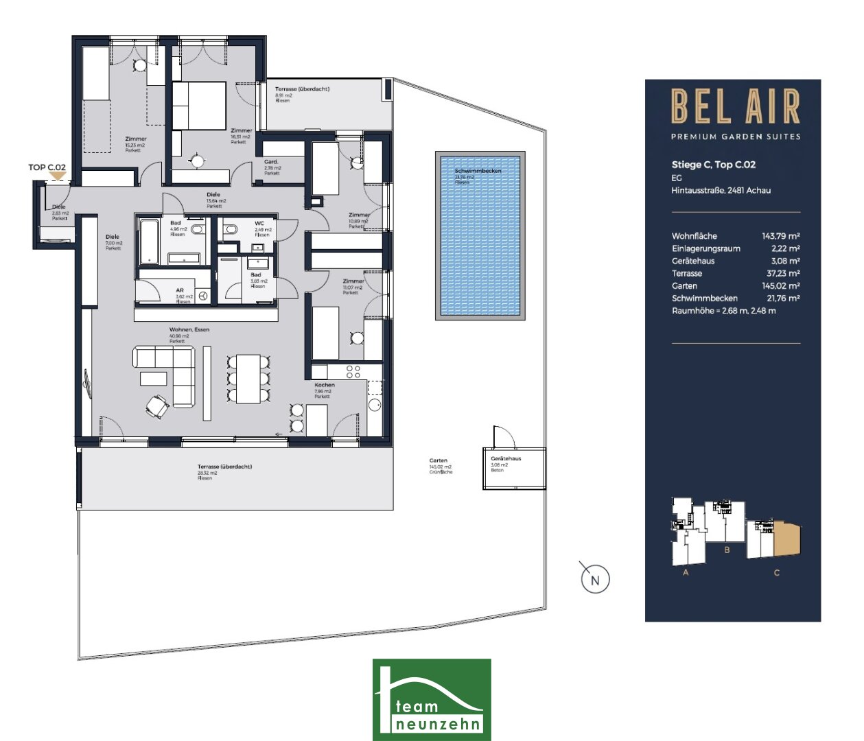 Wohnung zum Kauf 1.050.000 € 5 Zimmer 143,7 m²<br/>Wohnfläche EG<br/>Geschoss Hintausstraße Achau 2481