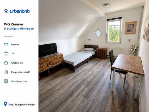 WG-Zimmer zur Miete auf Zeit 590 € 12 m² frei ab 15.10.2026 Vaihinger Straße Möhringen Möhringen 70567