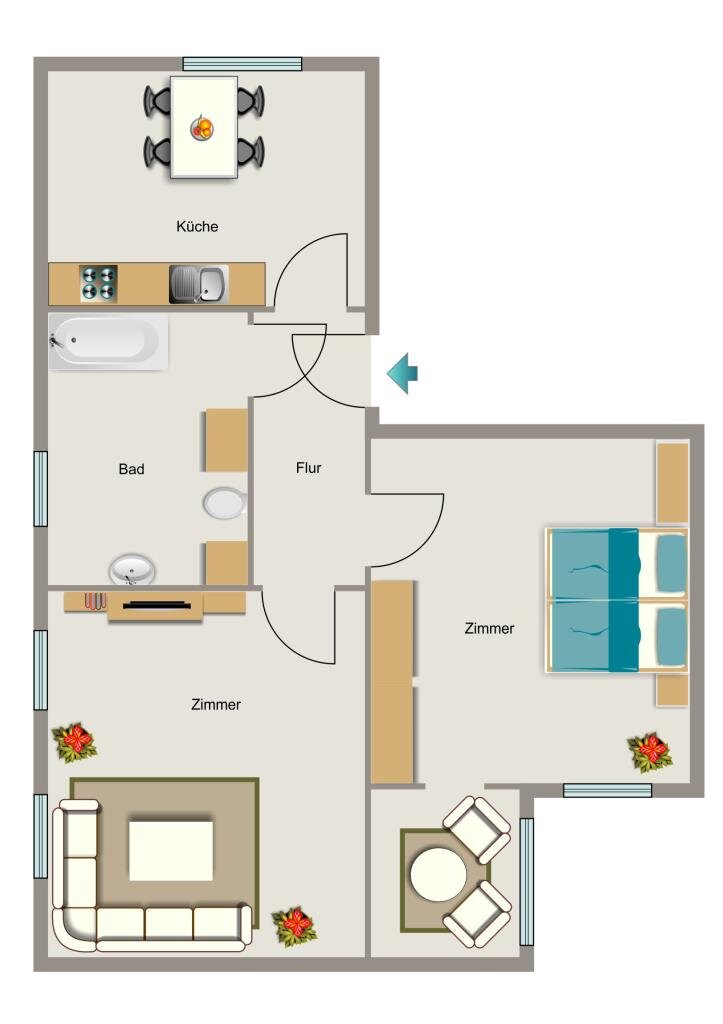 Wohnung zur Miete 489 € 2,5 Zimmer 61,8 m²<br/>Wohnfläche 2.<br/>Geschoss Am Buschmannshof 6 Wanne - Mitte Herne 44649