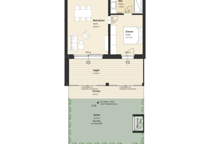 Wohnung zum Kauf - Erstbezug 394.900 € 2 Zimmer 59 m² EG Treffen am Ossiacher See 9520