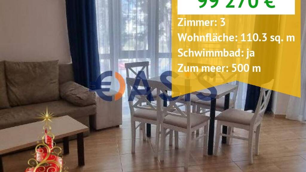 Studio zum Kauf provisionsfrei 99.270 € 3 Zimmer 110 m² 3. Geschoss Slanchev Bryag Sunny Beach 8240